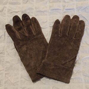 Woman's Brown Leather Gloves, Large